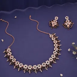 Lyriss Gold-Plated American Diamond Studded Necklaces And Earrings-picture-25