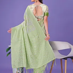 Panzora Woven Design Zari Linen Blend Saree image 4