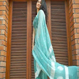 Flosive Ethnic Motifs Woven Design Zari Art Silk Banarasi Saree image 2