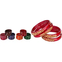 SOMIL Set Of 28 Artificial Stones Studded & Beaded Bangles-picture-39