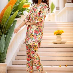 all about you Printed V-Neck Top With Trousers Co-Ords image 5