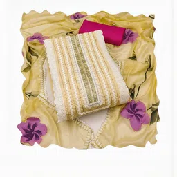 KALINI Embellished Pure Cotton Silk Handwork Dress Material With Dupatta image 5