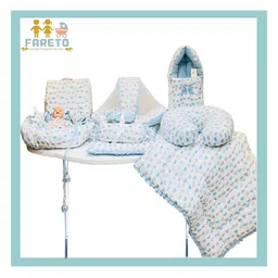 Fareto Infants Blue & White Printed Cotton Baby Bed Set-picture-12