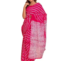 Pinkcity Trade World Tie and Dye Pure Cotton Block Print Saree-image-4