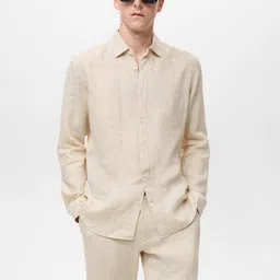 MANGO MAN Pure Linen Regular Fit Casual Shirt-image-12