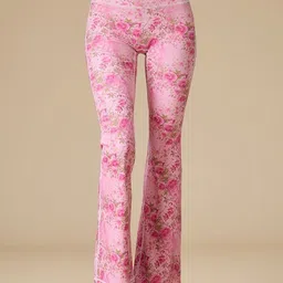 LULU & SKY Women Floral Printed Flared High-Rise Zip Trousers-picture-32