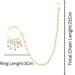House of Pataudi Gold-Plated Artificial Stones and Beads Nosepin image 4