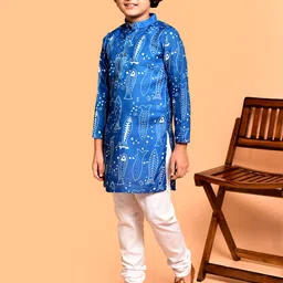 PRINTCULTR Boys Printed Regular Kurta with Churidar image 3
