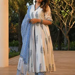 SZN Women Ethnic Motifs Printed Regular Kurta with Trousers And Dupatta-picture-19
