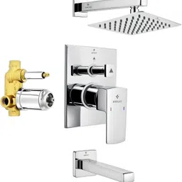 ENICET Brass High Flow Diverter with Spout & Rain Flow Shower, Chrome Plated Wall Mixer for Bathroom 3 in 1 | Diverter Set with Bathroom Mixer Tap Rain flow-picture-16