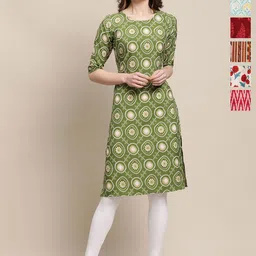 7Threads Women Pack Of 6 Ethnic Motifs Printed Daily Straight Kurtas-image-46