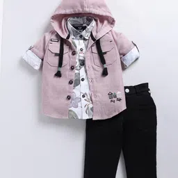 LITTLE COLLARS Boys Printed T-shirt and Shirt with Trousers-picture-23