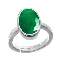 RRVGEM Women 3.00 KT Silver Plated Green Emerald Adjustable Ring-picture-36