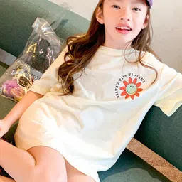 LULU & SKY Girls Printed Henley Neck Pure Cotton Applique T-shirt-picture-30