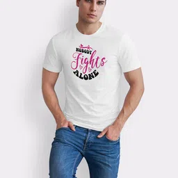 Seekbuylove Men Bio Finish Nobody Fights Alone Round Neck Pure Cotton T-shirt image 5