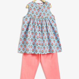 Campana Girls Floral Printed Empire Pure Cotton Kurta with Pyjamas-picture-37