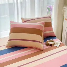 JC HOME Pink & Beige Striped 140 TC King Bedsheet Set 2 m x 2.45 m image 5
