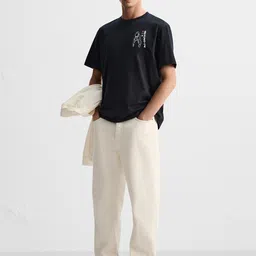 MISCHIEF MONKEY Graphic Printed Drop-Shoulder Sleeves Cotton Oversized T-shirt image 4