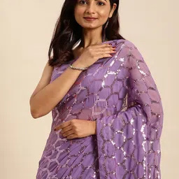 DIVASTRI Embellished Sequinned Pure Georgette Saree-image-60