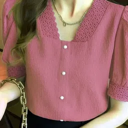 Absorbing Puff Sleeve Crepe Top image 2