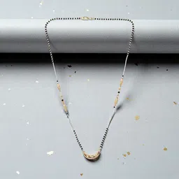 MEIRA JEWELLERY Gold-Plated Cubic Zirconia Studded & Artificial Beaded Mangalsutra image 2