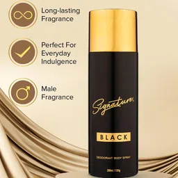Signature Set Of 3 Men Black Long Lasting Deodorant Body Spray - 200 ml Each image 3