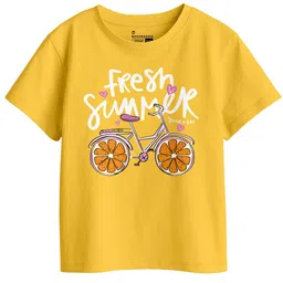 BonOrganik Girls Printed Pure Cotton Applique T-shirt-picture-57
