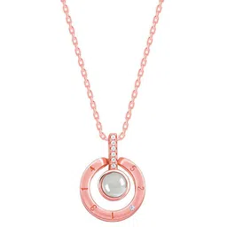 GIVA 925 Sterling Silver Rose Gold-Plated Stone Studded Sparkling Circle Pendant & Chain image 5