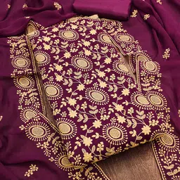 KALINI Embroidered Silk Georgette Unstitched Dress Material image 1