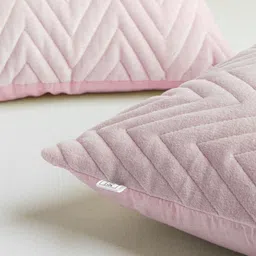 HOMEMONDE Pink Set of 2 Geometric Square Cushion Covers image 4