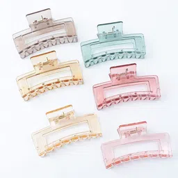 Axpro Women Set of 4 Assorted Chrome Finished Transparent Claw Clip image 5