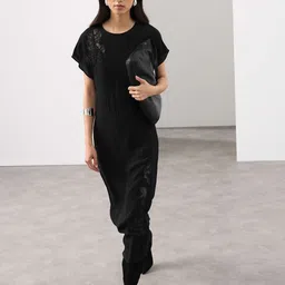 Marks & Spencer Extended Sleeves Lace Detail Shift Midi Dress-picture-11