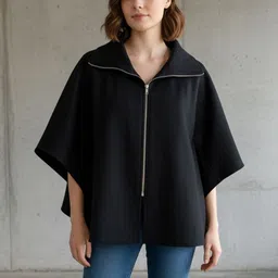 Qurvii Women Crop Cape Jacket-image-16