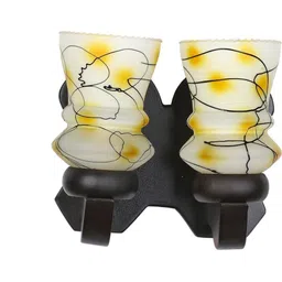 1ST TIME White & Yellow Printed Wood Traditional Rectangle Shaped Wall Lamp-picture-25