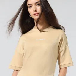 U.S. Polo Assn. Women Round Neck Drop-Shoulder Sleeves Boxy Fit Pure Cotton T-shirt-image-10