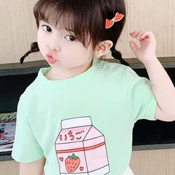 Xsole Girls Round Neck Graphic Print Short Sleeves Tshirts-image-55