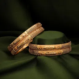 Anouk Set Of 4 Gold-Plated Floral Textured Bangles-image-64