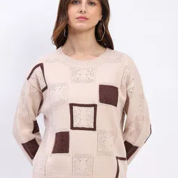 Global Republic Checked Round Neck Pullover-image-29