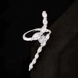 ATIBELLE Silver Plated Cubic Zirconia Stones Studded Finger Ring-image-1
