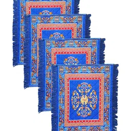 vstucart 4-Pieces Blue Printed Velvet Water Resistant Prayer Mat-picture-24