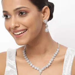 TRINK Rhodium-Plated American Diamond Studded Jewellery Set-picture-23