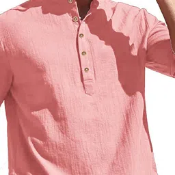 KNOWTED Mandarin Collar Roll-Up Sleeves Straight Short Kurta image 2