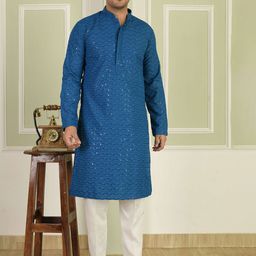 LEMONX Men Embroidered Regular Kurta with Pyjamas-picture-16