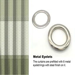 myntra elegant homes Aura Green & Grey Set of 2 Geometric Long Door Curtain image 2