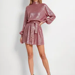 HERE&NOW Women Embellished Sequinned Fit & Flare Mini Dress-picture-38