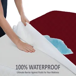Mattress Protector Maroon Quilted Cotton Waterproof Mattress Protector image 4