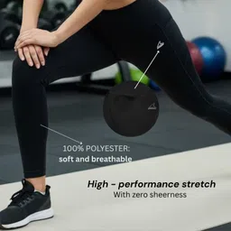 vibrant vibes Solid Women Black Tights image 4