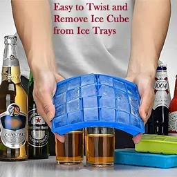craftbin Silicon ice Cube Tray, ice Trays for freezer, fridge ice cube Trays Blue Silicone Ice Cube Tray image 3