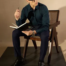 DENNISON Men Checked Smart Tapered Fit Easy Wash Trousers image 5