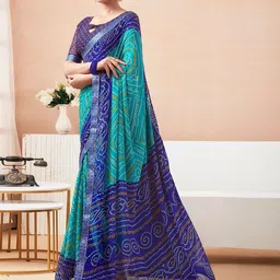 SANISA Bandhani Poly Chiffon Designer Saree image 5